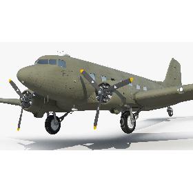 Vintage Military Cargo Plane Rigged 3D model